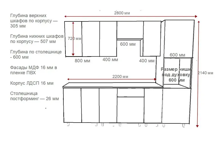 Кухонный гарнитур Аликанте-21/22 (2800 мм)